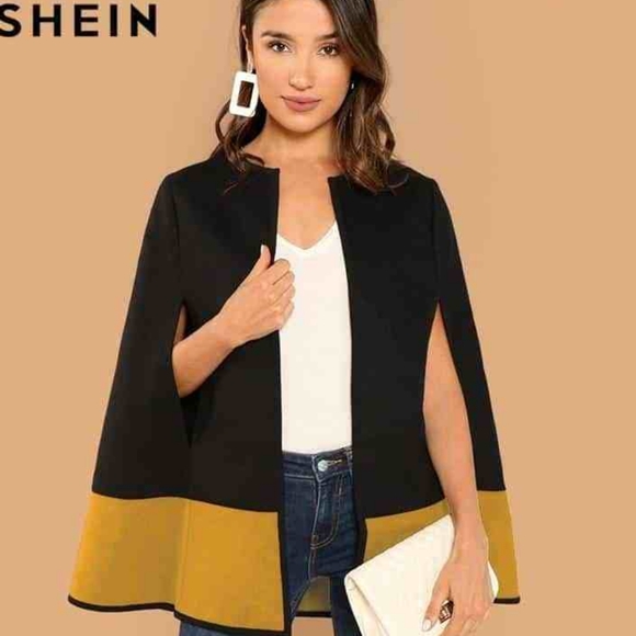 Shein 2 toned cape black yellow Size XS - Picture 1 of 7